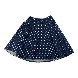 NEW YORK & CO. Womens SIZE 4 W25 Navy Blue Polka Dot Skirt Retro A-Line Ruffle